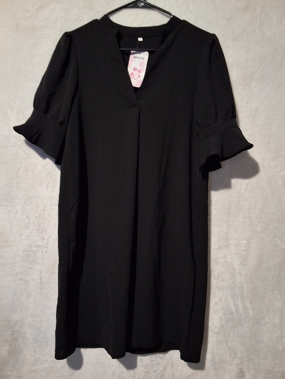 Black Midi Dress with Ruffle Sleeves
